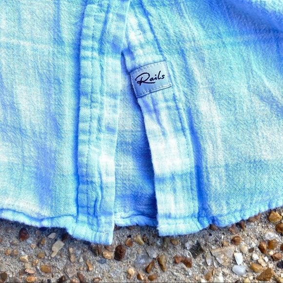 Rails Charli Rockport Plaid Linen Blend Button Down Shirt Size S - Picture 7 of 10